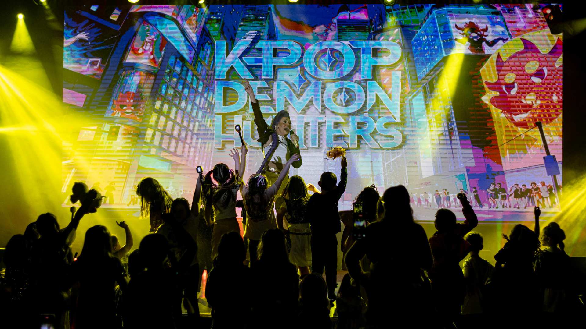 On stage with Kpop Demon Hunters tribute with Family Shows and Event at Viva Blackpool Stage Show